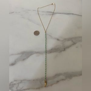 Anthropologie chrysoprase beaded “y” necklace